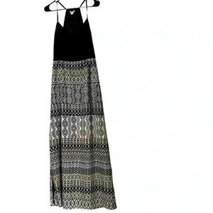 J. Crew Black/White Tribal Stripe Print Sleeveless Maxi Dress 8 C3861